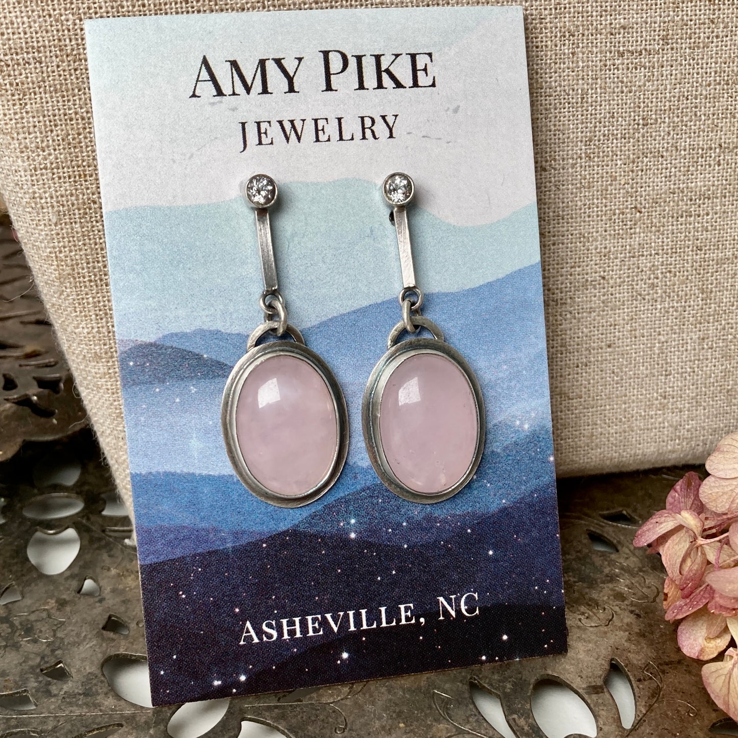 Belle E’poque Modern-Rose Quartz earrings