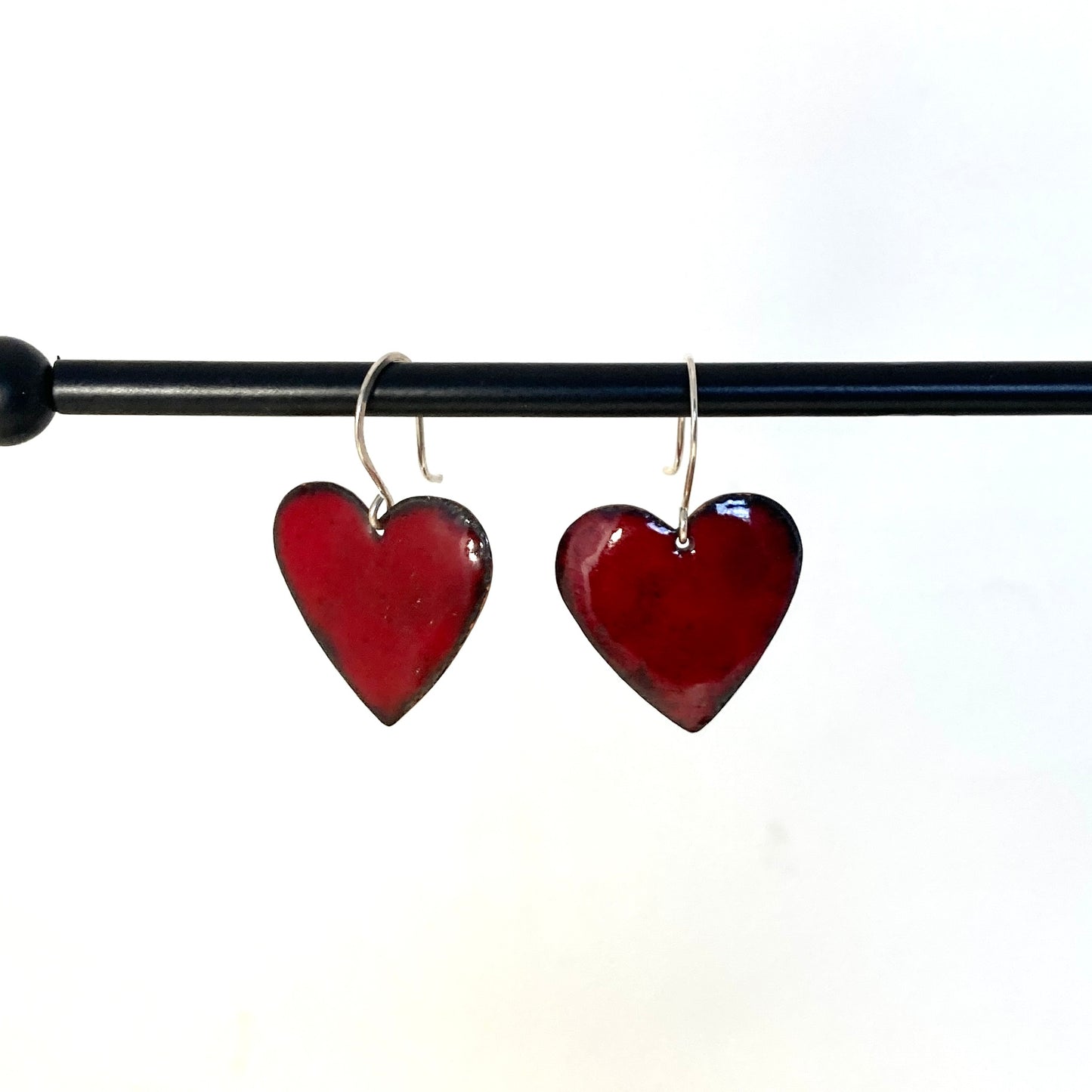 Red Enamel Heart Earrings