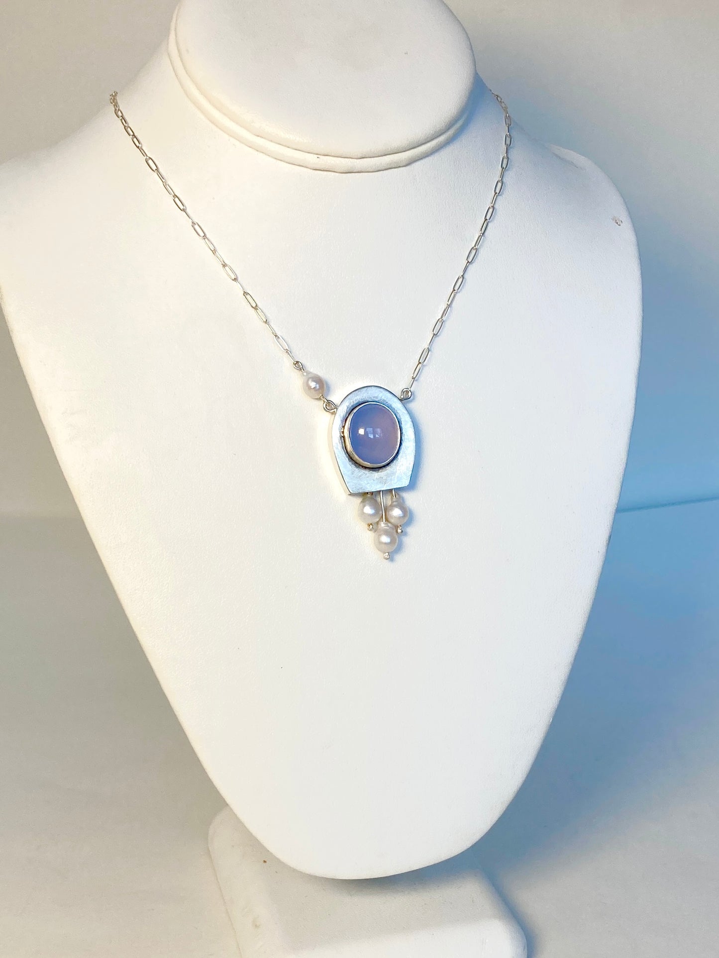 Lilac Chalcedony Bell Necklace