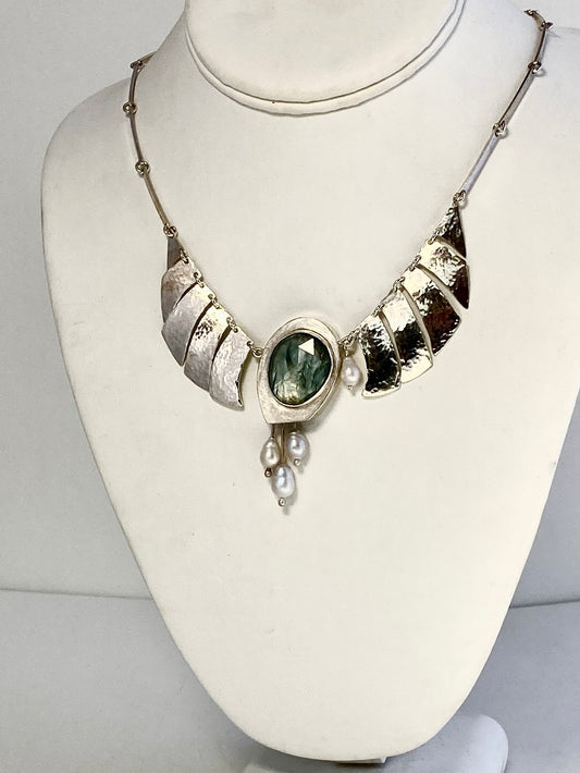 Winged Teal Kyanite Bell