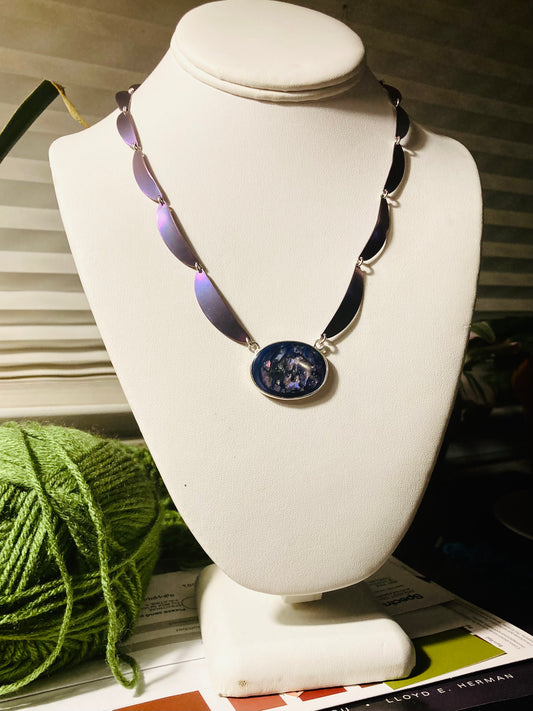 Abalone Shell Titanium Ribbon Necklace