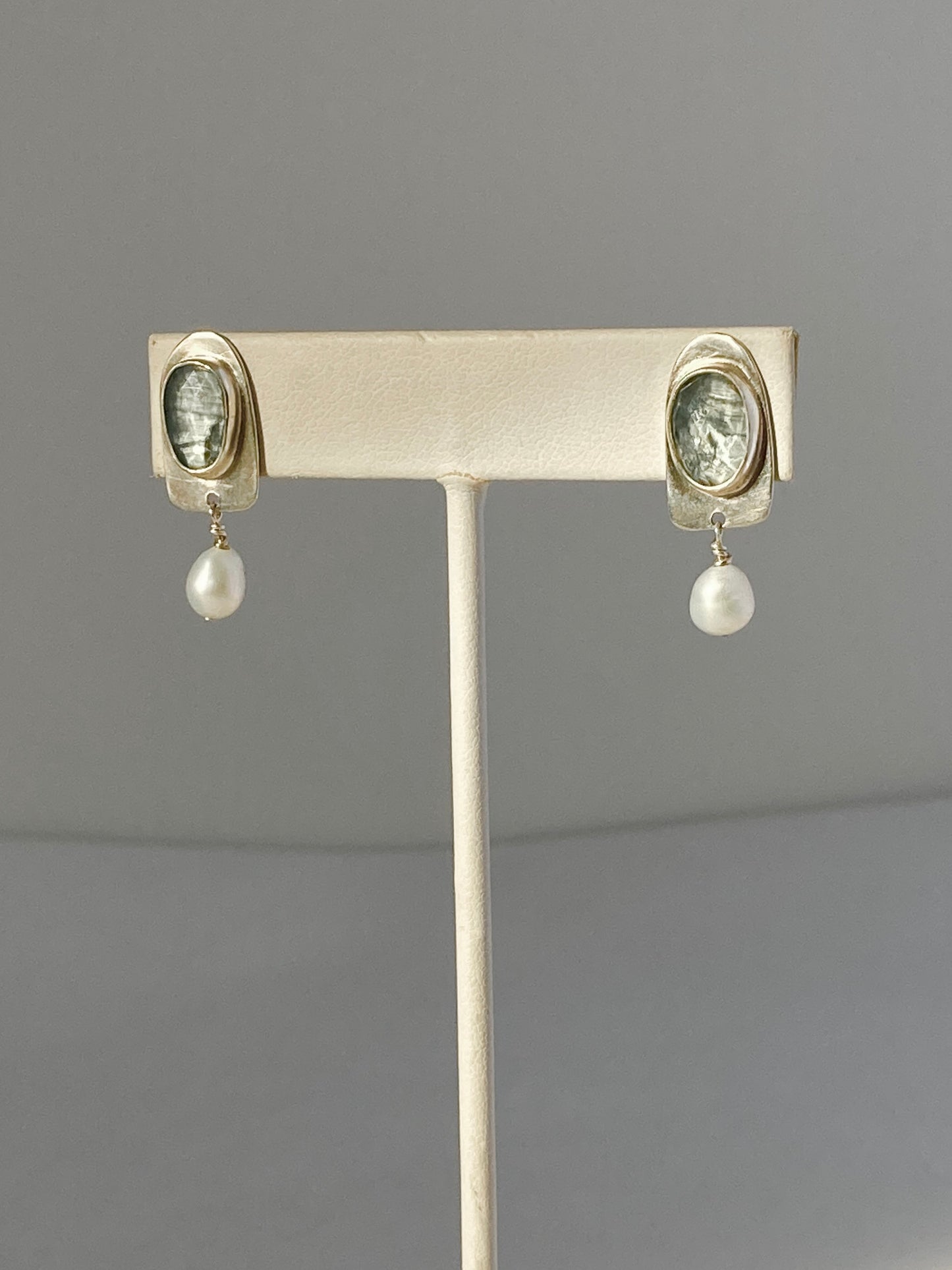 Kyanite and Pearl Earrings