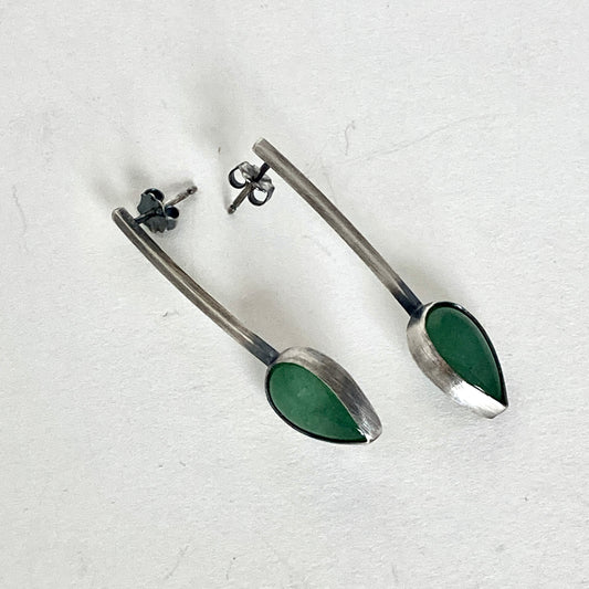 Aventurine Leaf Post Earrings
