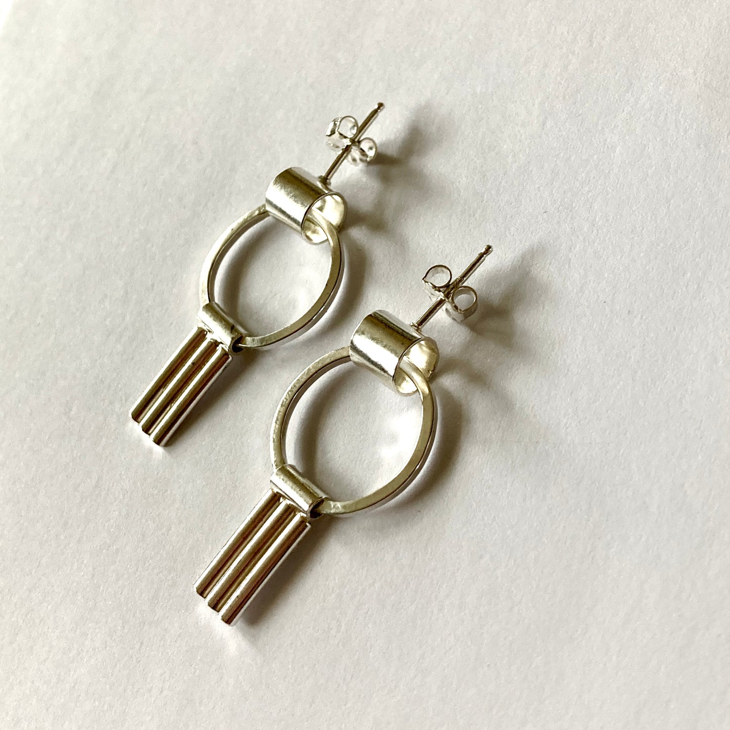 Tube Stud Earrings with deco dangles