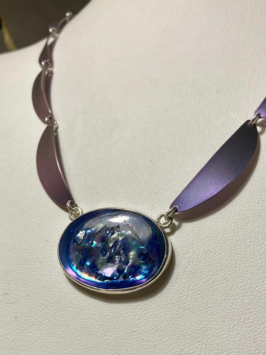Abalone Shell Titanium Ribbon Necklace