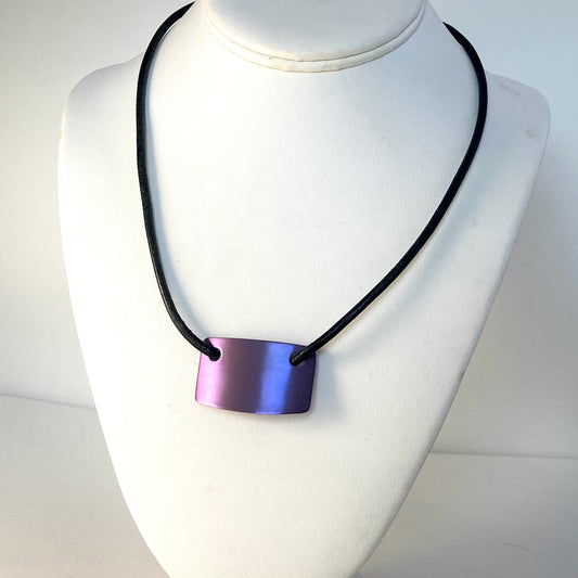 Purple Titanium and Leather Necklace