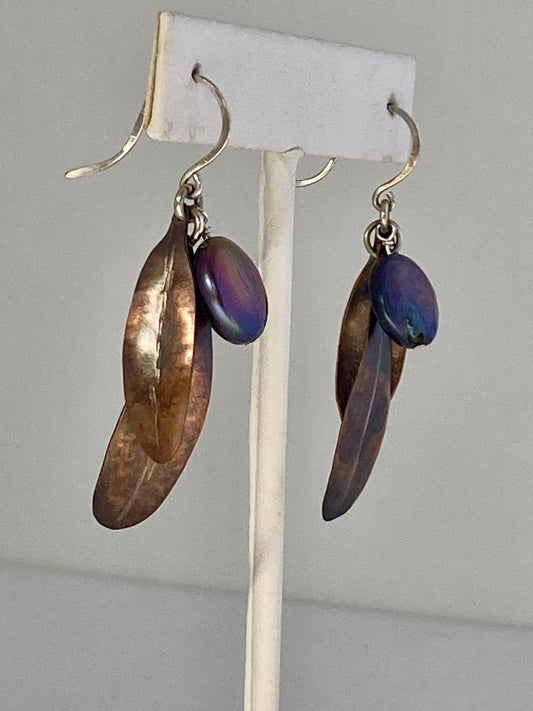 Copper Rhododendron Leaves Earrings